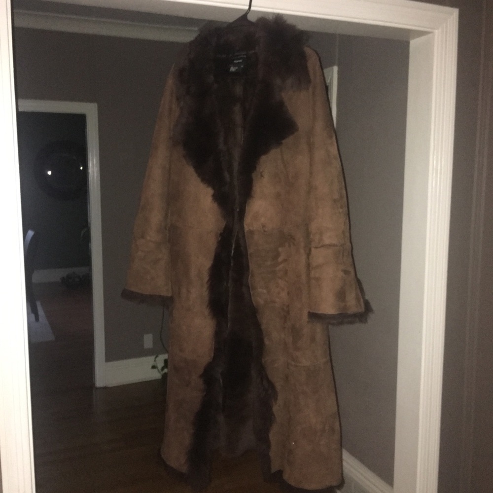Beautiful mid length suede fur lined coat